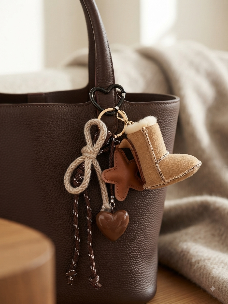 Schlüsselanhänger mit Mini-Boot und Accessoires