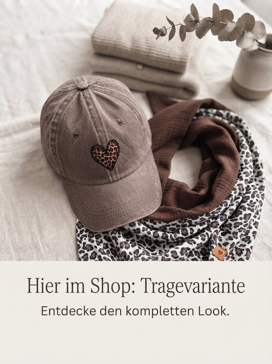 Baseball Cap „Leopard Heart“ – Vintage Taupe