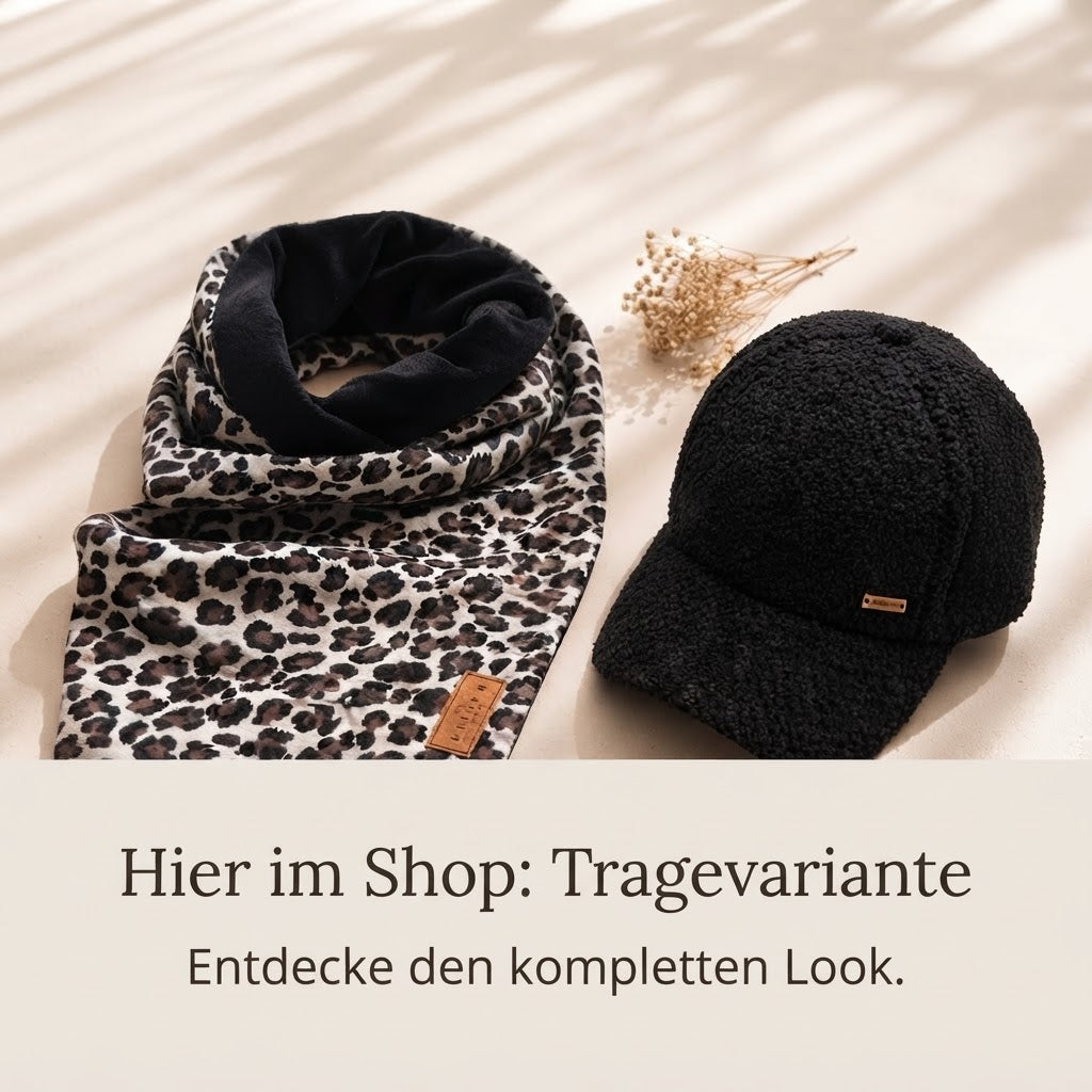 Kuschelige Teddy-Cap in Schwarz