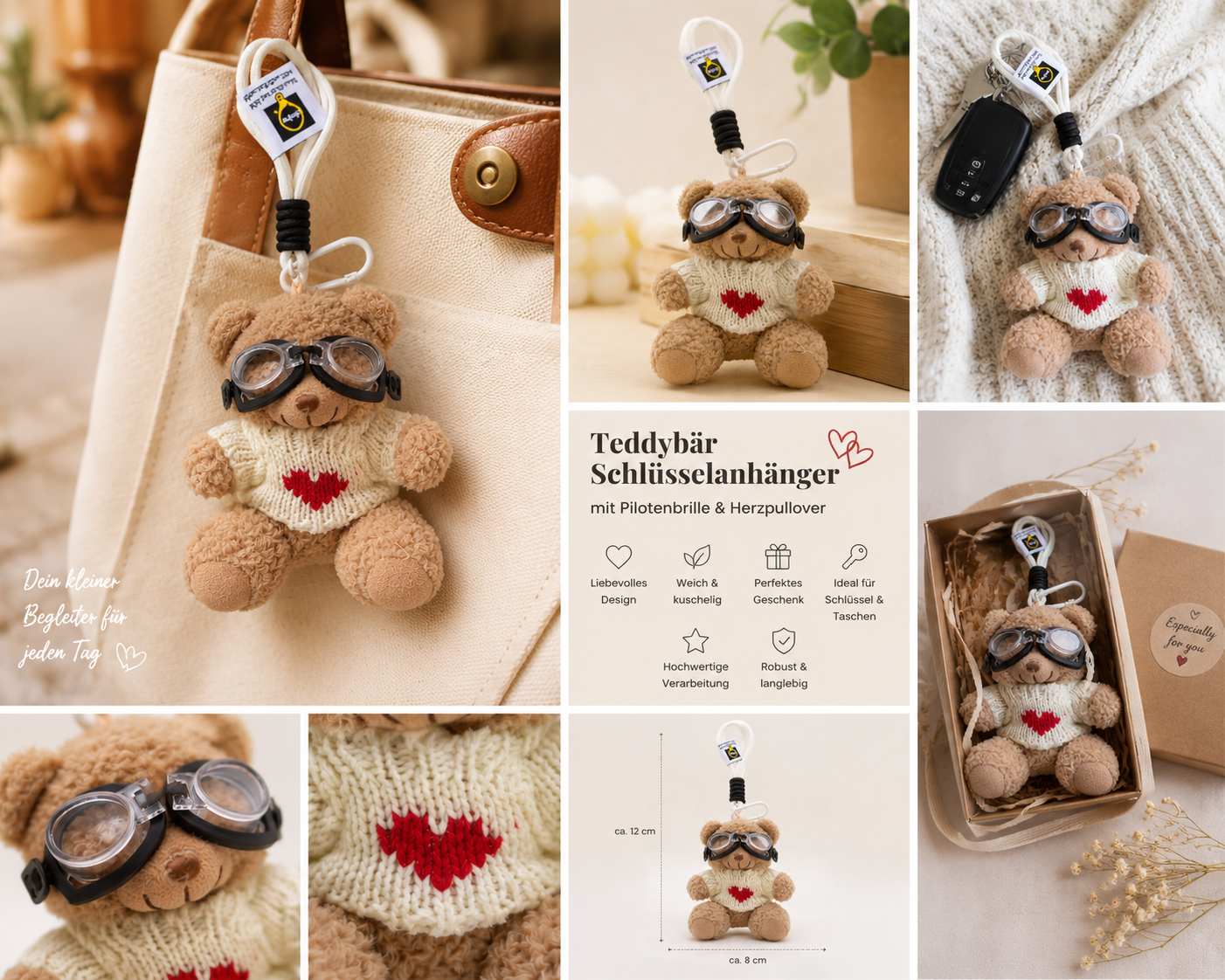 Schlüsselanhänger Teddybär white