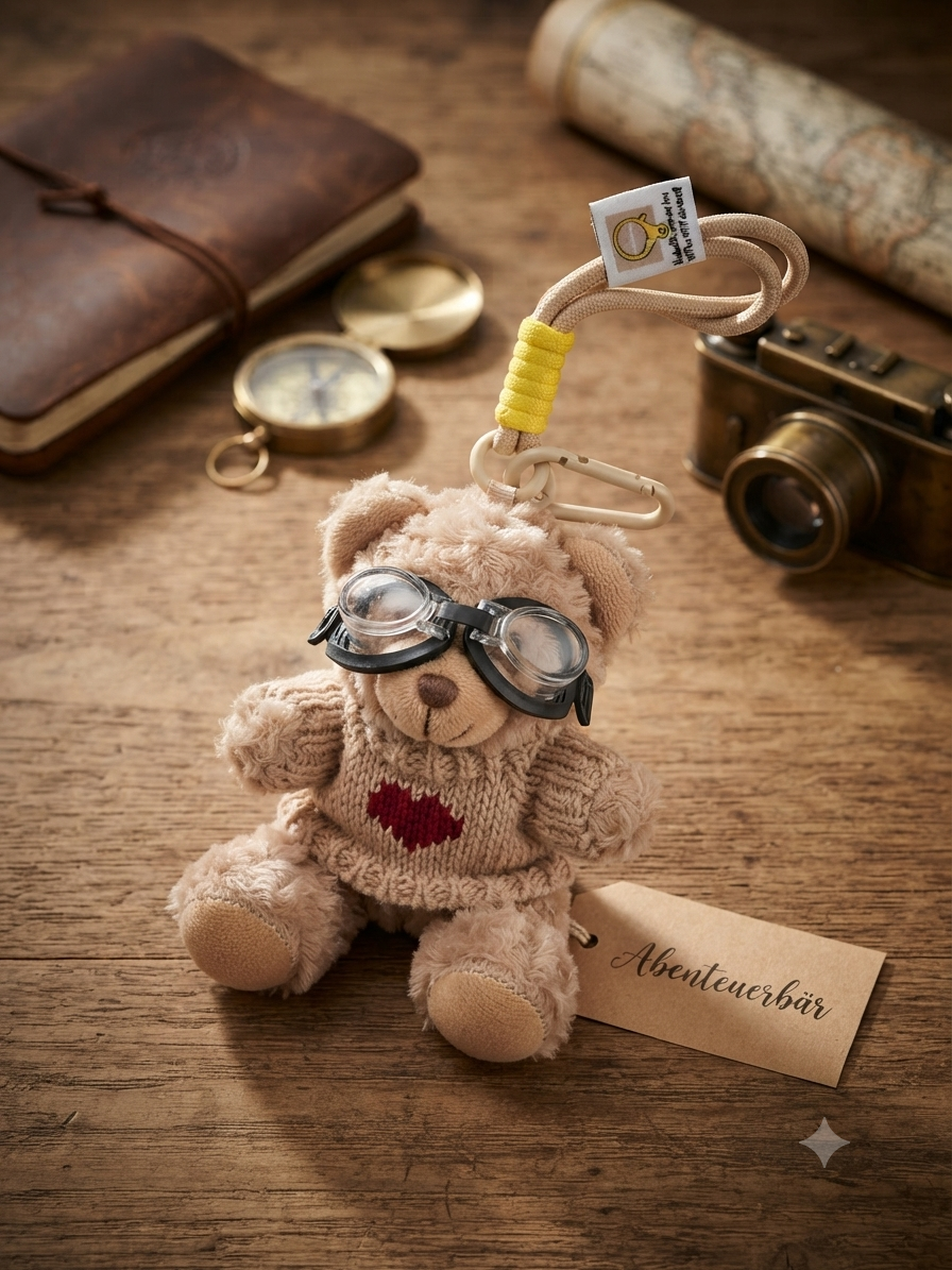 Schlüsselanhänger Teddybär beige