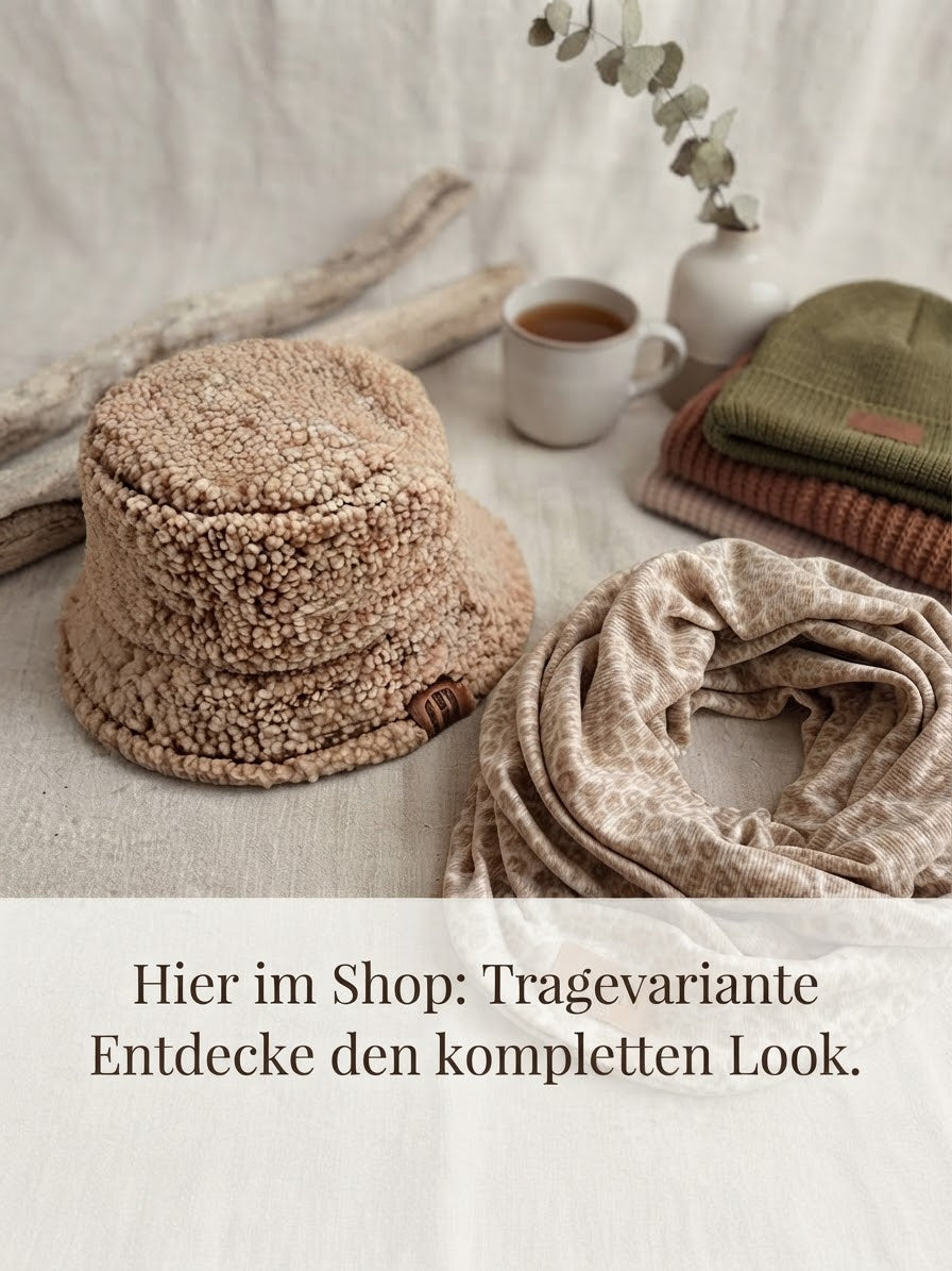 Kuscheliger Teddy-Bucket-Hat in Beige