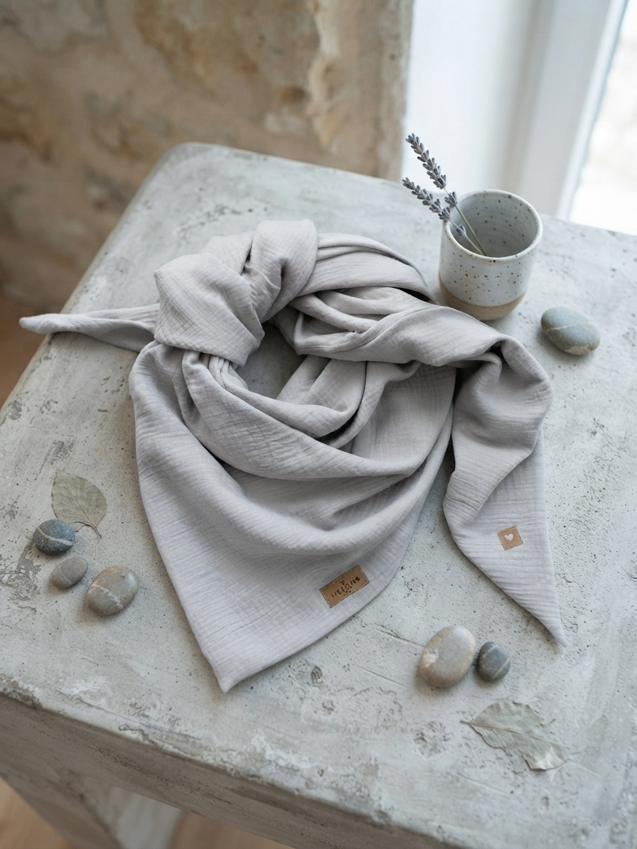 Musselin Schal weich, leicht & zeitlos Beige