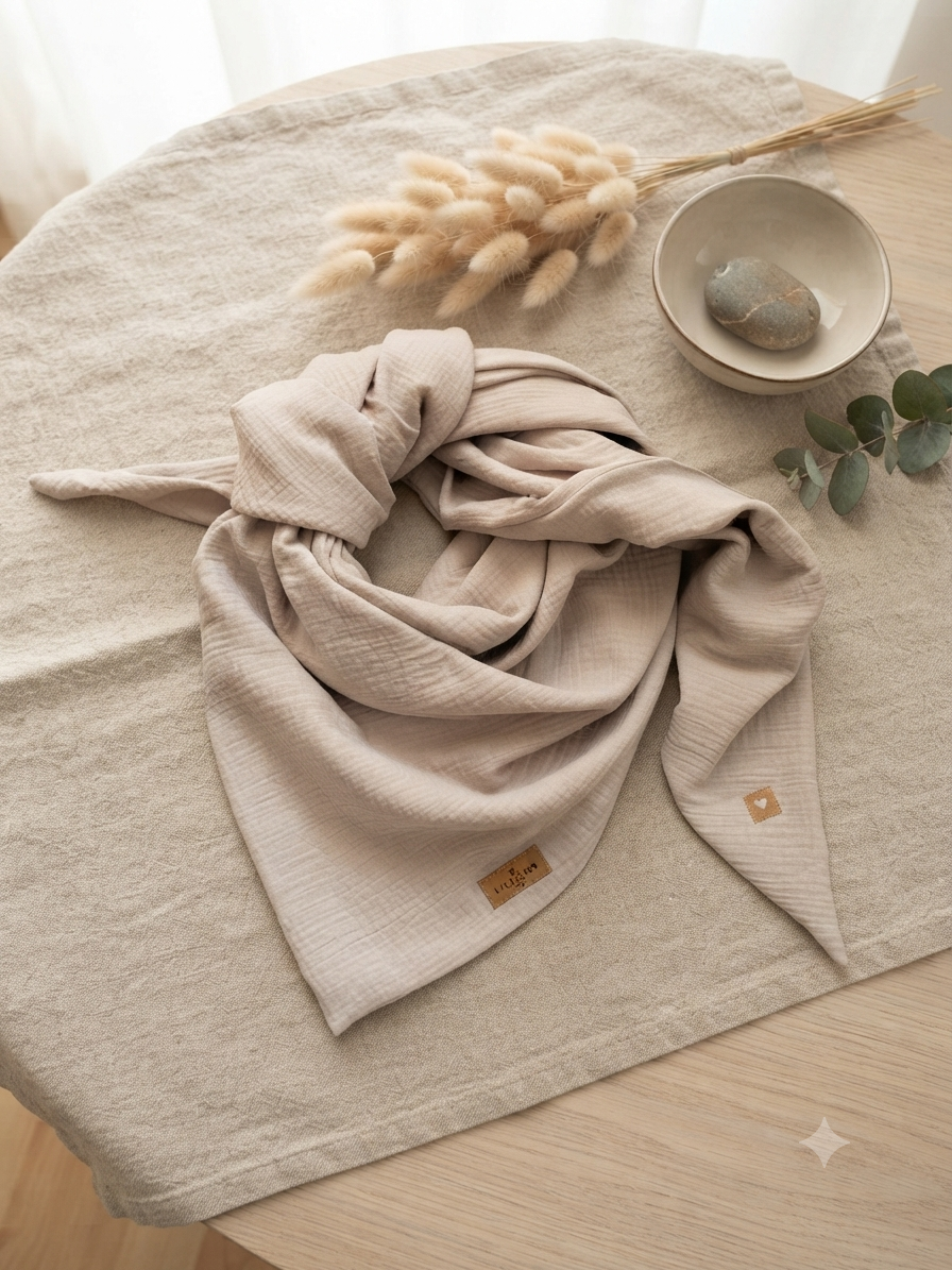 Musselin Schal weich, leicht & zeitlos Beige
