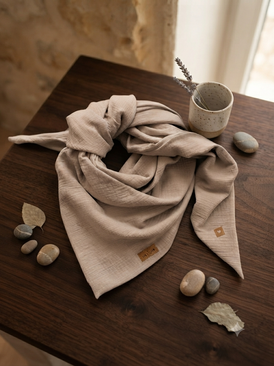 Musselin Schal weich, leicht & zeitlos Beige