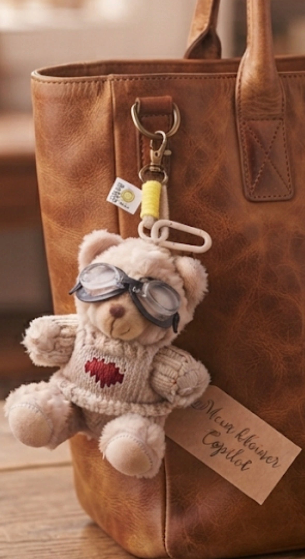 Schlüsselanhänger Teddybär beige
