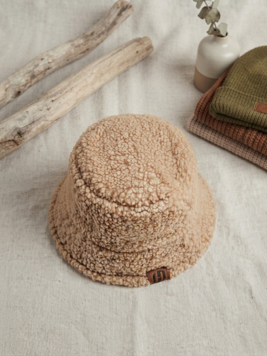 Kuscheliger Teddy-Bucket-Hat in Beige