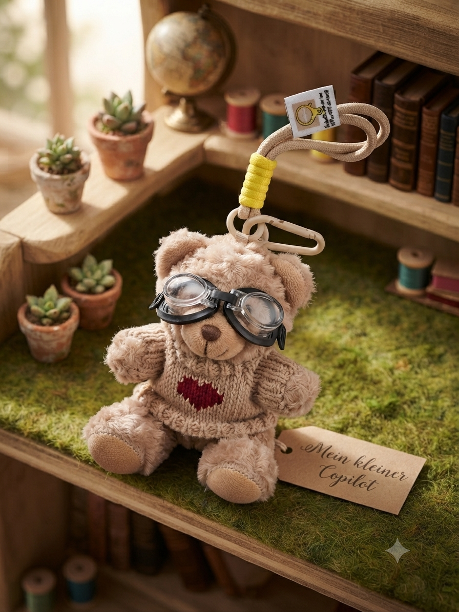 Schlüsselanhänger Teddybär beige